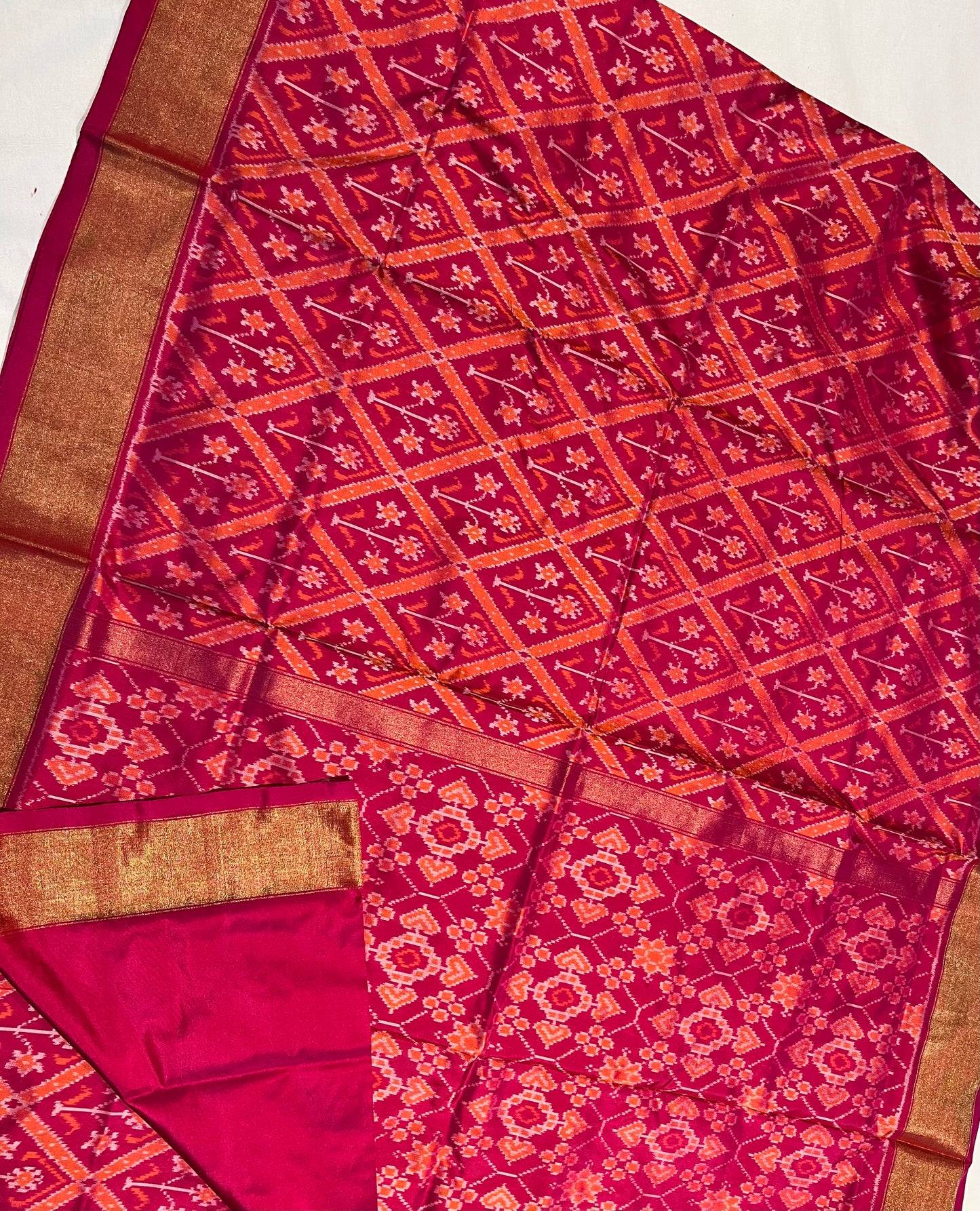 STAND OUT IN RANI PINK PURE SILK IKKAT SAREE, TIMELESS ELEGANCE