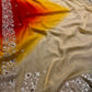 SHADED PURE PLATINUM CHIFFON HAND EMBROIDERED SAREE EMBELLISHED WITH AARI & SEQUINS WORK ( DEILEVERY - Kothari Sons