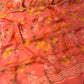 ( DELIVERY IN 20-25 DAYS) PEACH COLOUR FLORAL PRINTED CHIFFON SAREE WITH PLAIN CREPE BLOUSE
