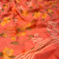 ( DELIVERY IN 20-25 DAYS) PEACH COLOUR FLORAL PRINTED CHIFFON SAREE WITH PLAIN CREPE BLOUSE