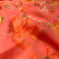 ( DELIVERY IN 20-25 DAYS) PEACH COLOUR FLORAL PRINTED CHIFFON SAREE WITH PLAIN CREPE BLOUSE