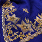 BLUE COLOUR PURE PLATINUM CHIFFON HAND EMBROIDERED SAREE EMBELLISHED WITH AARI, SEQUINS & ZARDOZI WORK ( DELIVERY IN 25-30 DAYS ) - Kothari Sons