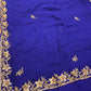 BLUE COLOUR PURE PLATINUM CHIFFON HAND EMBROIDERED SAREE EMBELLISHED WITH AARI, SEQUINS & ZARDOZI WORK ( DELIVERY IN 25-30 DAYS ) - Kothari Sons