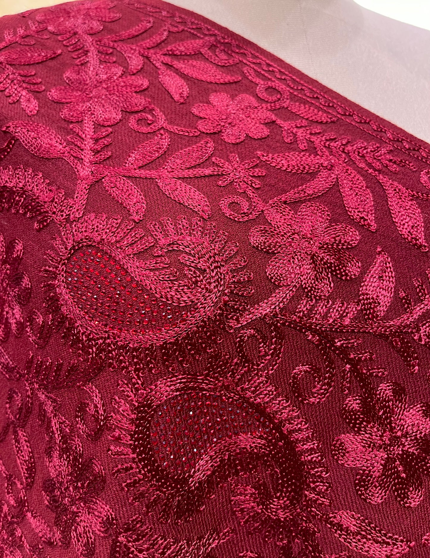 MAROON COLOUR WOOLEN EMBROIDERED SHAWL