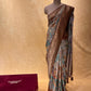 BEIGE COLOUR DOLA SILK PEACOCK PRINT SAREE WITH ZARI BORDER