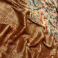 BEIGE COLOUR DOLA SILK PEACOCK PRINT SAREE WITH ZARI BORDER