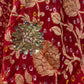 RED COLOR PURE KHADDI GEORGETTE LEHENGA EMBELLISHED WITH PEARL & CUTDANA WORK