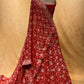 RED COLOR PURE KHADDI GEORGETTE LEHENGA EMBELLISHED WITH PEARL & CUTDANA WORK