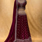 DARK WINE COLOUR CHINON LEHENGA WITH CROP TOP BLOUSE EMBELLISHED WITH CUTDANA, SEQUINS & ZARI EMBROIDERY