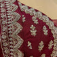 DARK WINE COLOUR CHINON LEHENGA WITH CROP TOP BLOUSE EMBELLISHED WITH CUTDANA, SEQUINS & ZARI EMBROIDERY