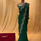 GREEN COLOUR PURE CHIFFON HAND EMBROIDERED SAREE EMBELLISHED WITH AARI & ZARDOZI WORK