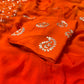 ORANGE COLOUR SHADED CHIFFON GOTA PATTI EMBROIDERED SAREE ( DELIVERY IN 25 DAYS ) - Kothari Sons
