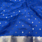 SAPPHIRE BLUE PLANT-BASED SILK SAREE WITH ZARI WORK
