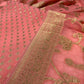 PEACH COLOUR GEORGETTE BANARASI UNSTITCHED SUIT