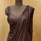 ( DELIVERY IN 25 DAYS ) RUST COLOUR SEQUINS NET READYMADE SAREE WITH READYMADE BLOUSE