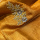 MUSTARD COLOUR TUSSAR SILK HAND EMBROIDERED SAREE EMBELLISHED WITH SEQUINS & ZARDOZI WORK