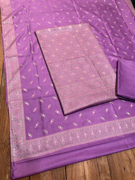 LAVENDER COLOUR TANCHUI SILK UNSTITCHED SUIT - Kothari Sons