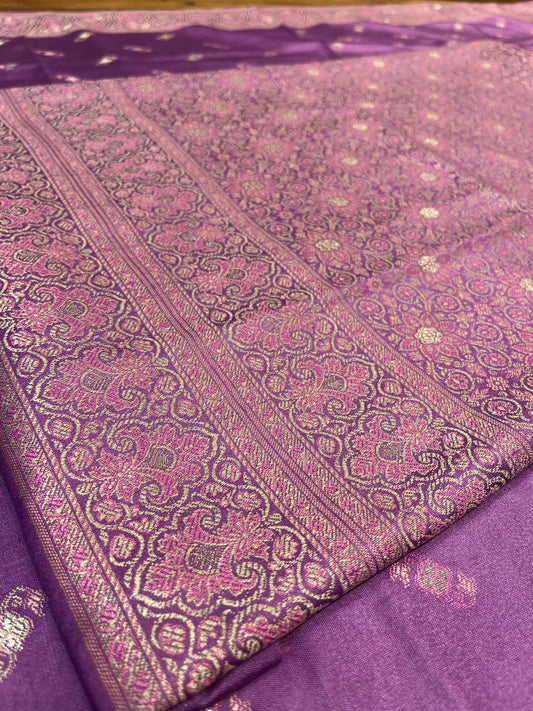 LAVENDER COLOUR TANCHUI SILK UNSTITCHED SUIT - Kothari Sons