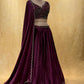 WINE COLOUR SATIN SILK LEHENGA WITH READYMADE BLOUSE EMBELLISHED WITH STONE WORK