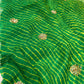 GREEN COLOUR LEHERIYA ORGANZA HAND EMBROIDERED SAREE EMBELLISHED WITH ZARDOZI & BEADS WORK