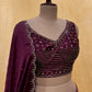 WINE COLOUR SATIN SILK LEHENGA WITH READYMADE BLOUSE EMBELLISHED WITH STONE WORK