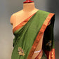 BOTTLE GREEN COLOUR MAHESHWARI HAND EMBROIDERED SAREE EMBELLISHED WITH ZARDOZI WORK