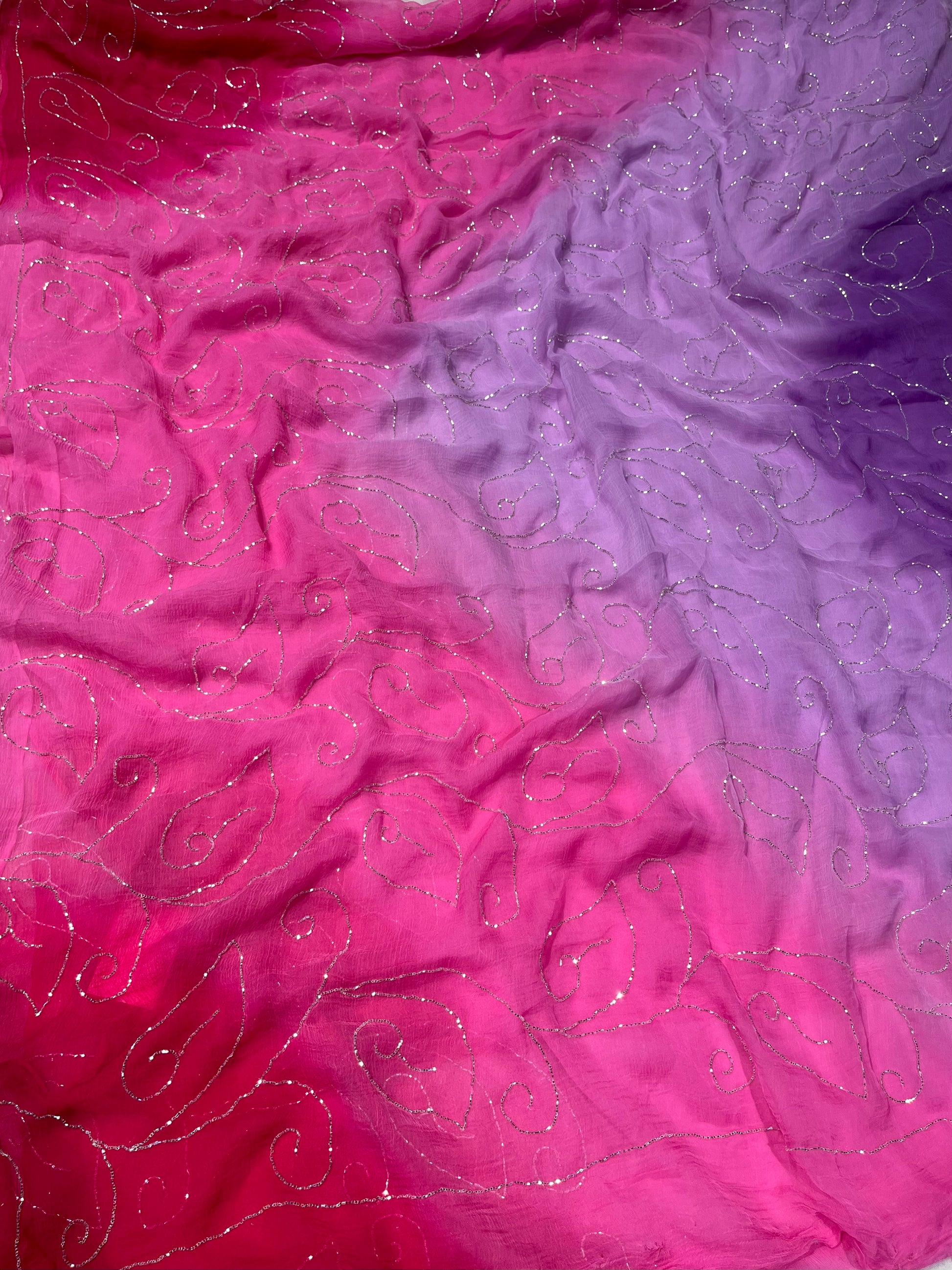 SHADED CHIFFON EMBROIDERED SAREE EMBELLISHED WITH CUTDANA WORK ( DELIVERY IN 25 DAYS ) - Kothari Sons