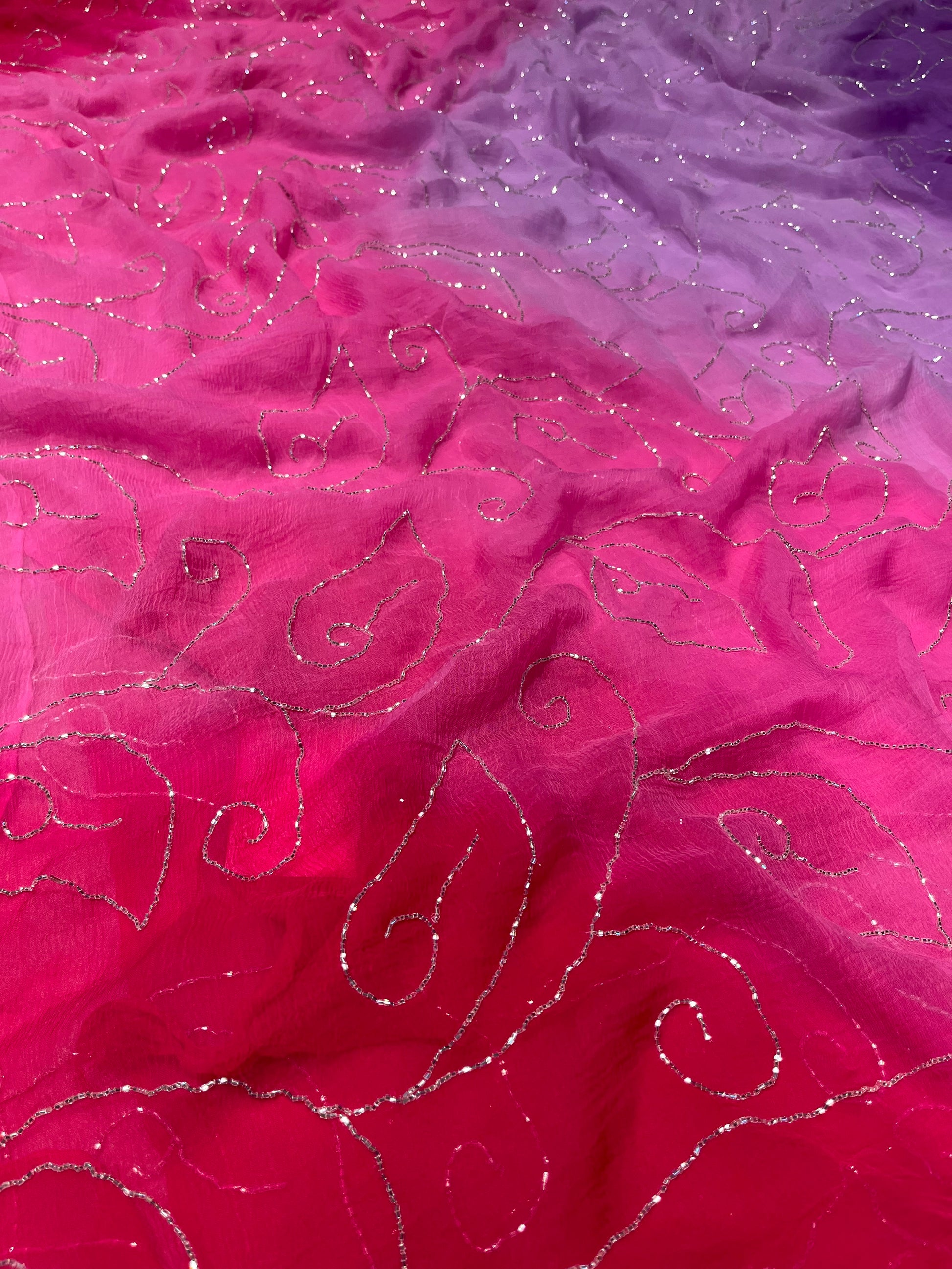 SHADED CHIFFON EMBROIDERED SAREE EMBELLISHED WITH CUTDANA WORK ( DELIVERY IN 25 DAYS ) - Kothari Sons