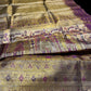 GOLDAN COLOR, PURE KANJIVARAM SILK SAREE WITH PURPLE BORDER