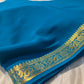 TURQUOISE COLOUR CHIFFON SAREE WITH ZARI BORDER