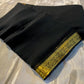 (DELIVERY IN 25 DAYS) BLACK COLOUR CHIFFON SAREE WITH ZARI BORDER