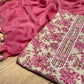 PINK COLOUR COTTON UNSTITCHED SUIT WITH CHIFFON DUPATTA