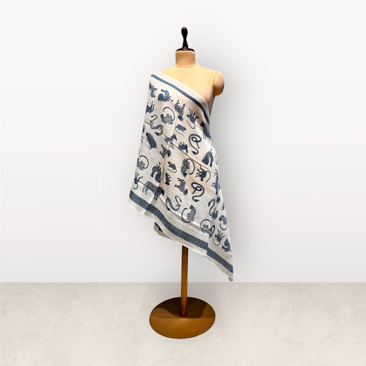 ( DELIVERY IN 15 DAYS ) PURE WOOL, TWILL WEAVE STOLE FRENCH DESIGN