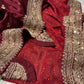 (DELIVERY IN 25 DAYS) TAN BROWN & MAROON COLOUR DOLA SILK EMBROIDERED BORDER SAREE EMBELLISHED WITH ZARI & SEQUINS WORK