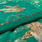 TEAL GREEN COLOUR SHADED PURE CHIFFON HAND EMBROIDERED SAREE EMBELLISHED WITH AARI & SEQUINS WORK