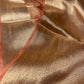 PEACH COLOUR PURE TISSUE SILK SAREE WITH RICH BROCADE BLOUSE - Kothari Sons
