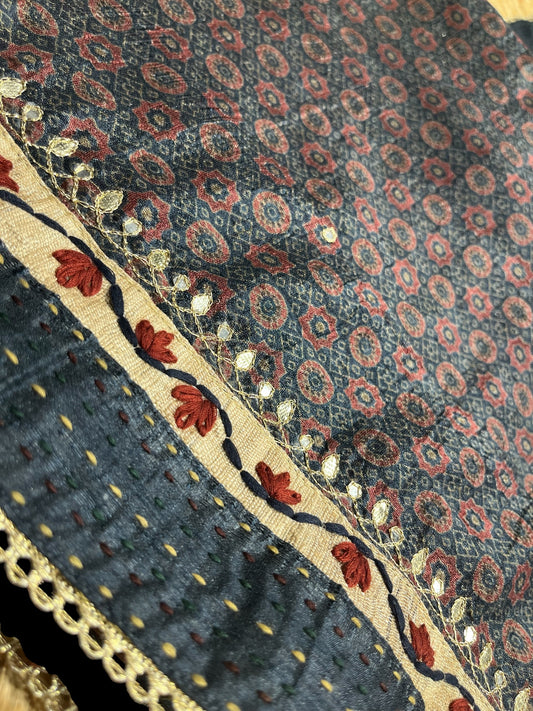 BLUE COLOR, CHANDERI JAMDANI WOVEN SUIT