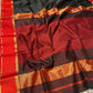 BLACK COLOUR COTTON SILK MAHESWARI SAREE EMBELLISHED WITH RESHAM BORDER