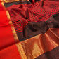 BLACK COLOUR COTTON SILK MAHESWARI SAREE EMBELLISHED WITH RESHAM BORDER