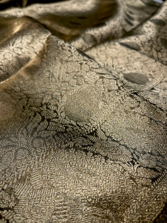 BASIL GREEN COLOUR PURE TISSUE SILK SAREE WITH RICH BROCADE BLOUSE - Kothari Sons