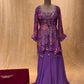 PURPLE COLOUR PALAZZO PANT WITH CROP TOP BLOUSE & SHRUG EMBELLISHED WITH SEQUINS & STONE WORK