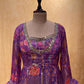 PURPLE COLOUR PALAZZO PANT WITH CROP TOP BLOUSE & SHRUG EMBELLISHED WITH SEQUINS & STONE WORK