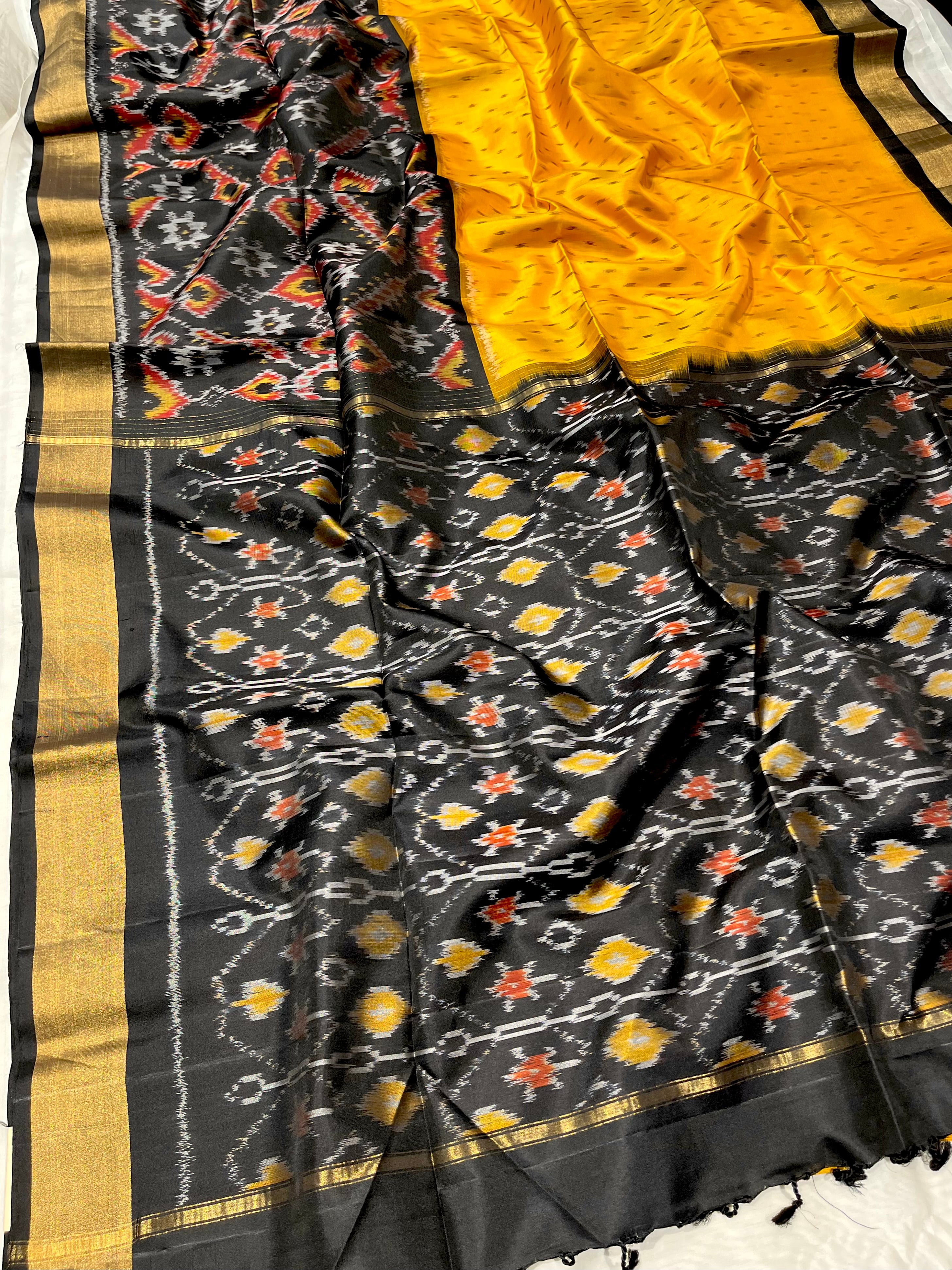 Yellow Embroidered Patola Silk Wedding Saree | Saree designs, Silk saree  blouse designs, Bridal saree