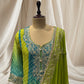 GREEN COLOR, CHINON FABRIC SHARARA SUIT TRADITIONAL GOTA PATTI WORK