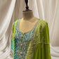 GREEN COLOR, CHINON FABRIC SHARARA SUIT TRADITIONAL GOTA PATTI WORK