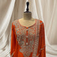 ELEGANT ORANGE CHINON  SHARARA SUIT WITH MIRROR WORK