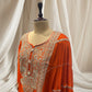 ELEGANT ORANGE CHINON  SHARARA SUIT WITH MIRROR WORK