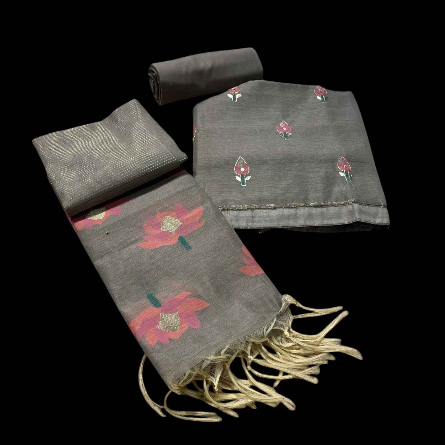 GRAY COLOR, CHANDERI JAMDANI WOVEN SUIT