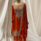 ELEGANT ORANGE CHINON  SHARARA SUIT WITH MIRROR WORK