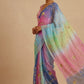 SHADED CHIFFON GOTA PATTI WORK EMBROIDERED SAREE WITH UNSTITCHED CHINON BLOUSE